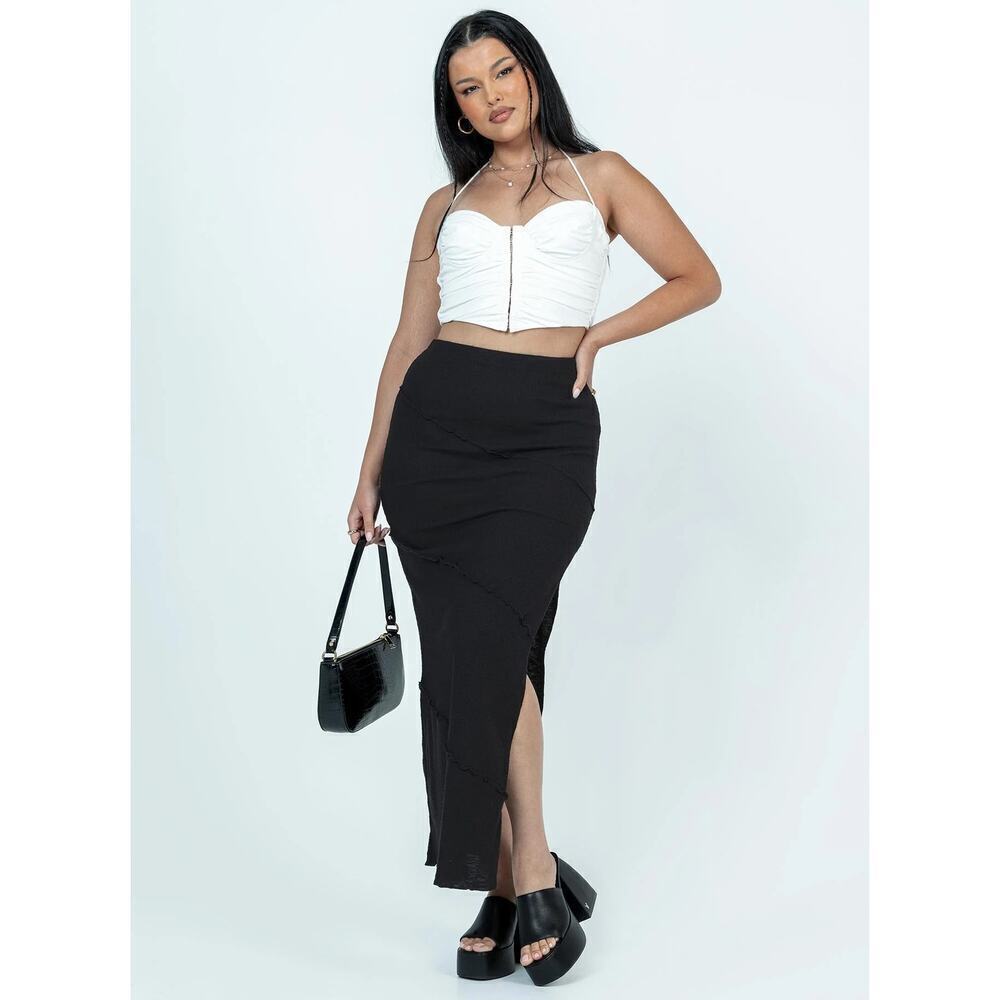 NEW- NWT Princess Polly Oscar Split Maxi Skirt Black US 4 / AU 8